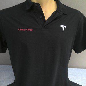 Tesla Motor Co Polo Golf Shirt Embroidered Logo Collision Center Black Men's XL